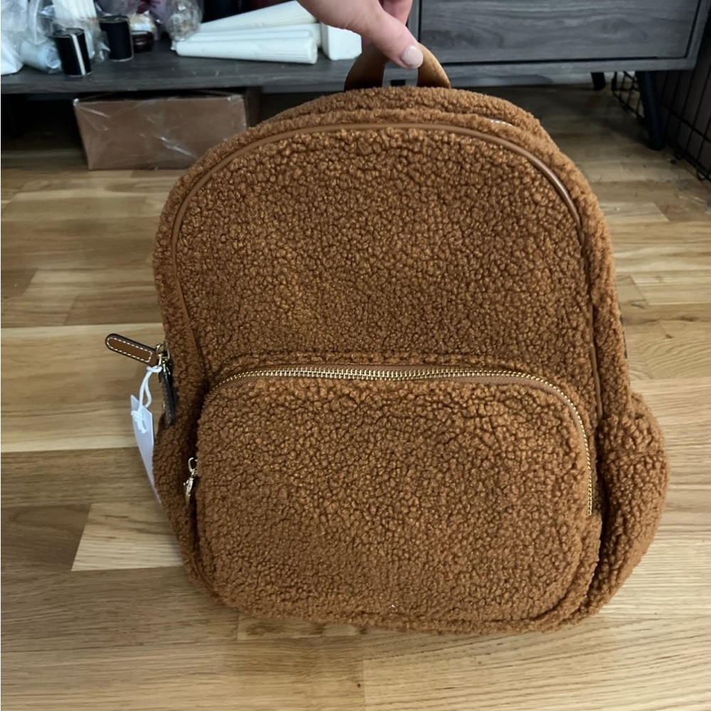 New stoney clover lane brown sherpa mini backpack
